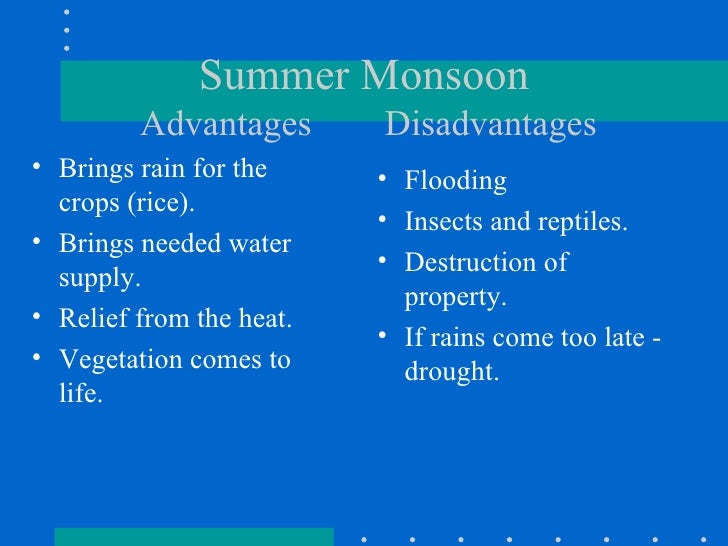 disadvantage of rain water advantages of rainy season in points